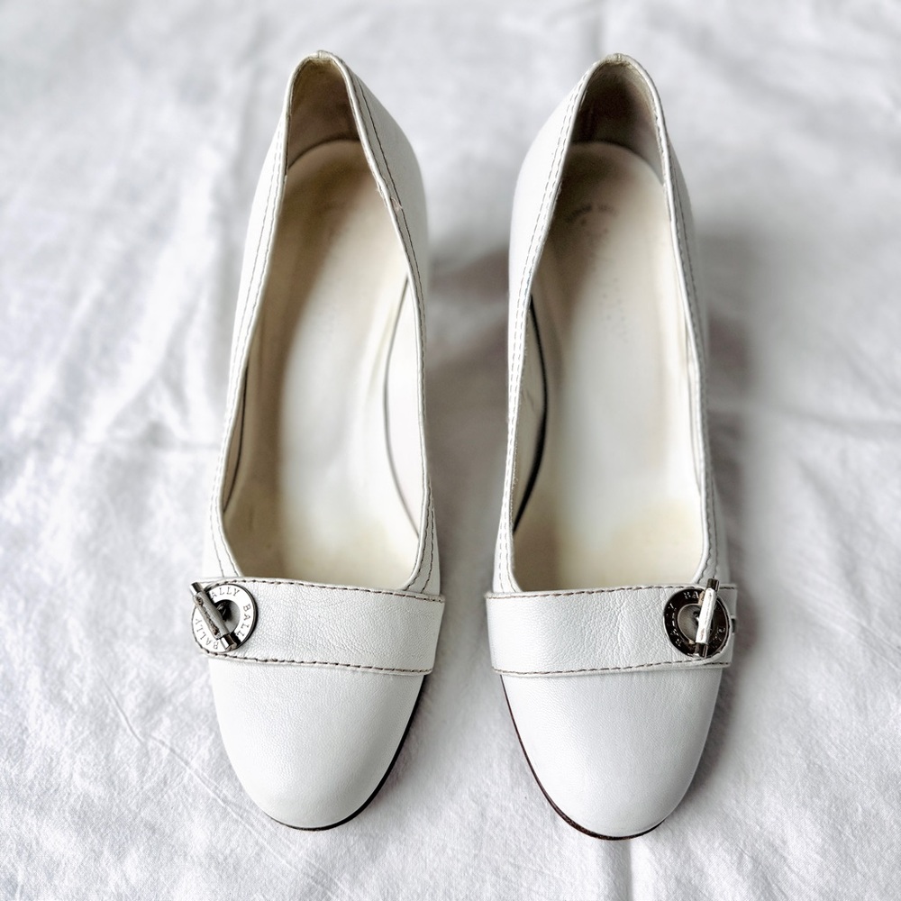 BALLY Heels in White with Silver Hardware - Picture 2 of 10